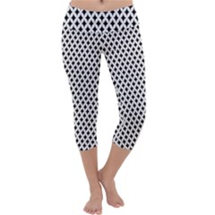 Diamond Black White Shape Abstract Capri Yoga Leggings by Nexatart