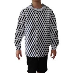 Diamond Black White Shape Abstract Hooded Wind Breaker (kids) by Nexatart