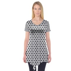 Diamond Black White Shape Abstract Short Sleeve Tunic  by Nexatart