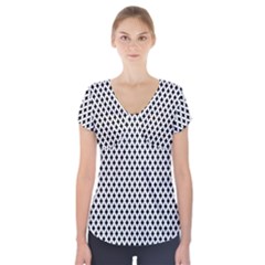 Diamond Black White Shape Abstract Short Sleeve Front Detail Top by Nexatart