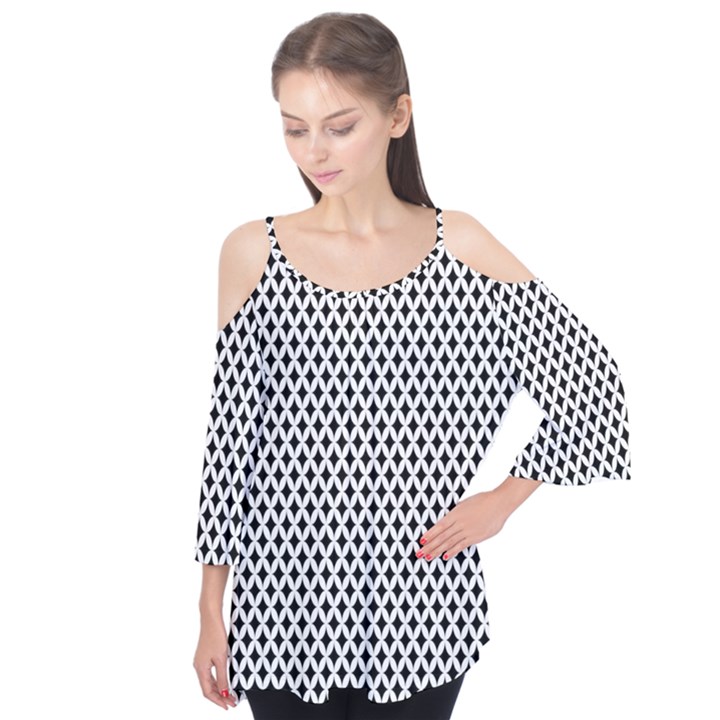 Diamond Black White Shape Abstract Flutter Tees