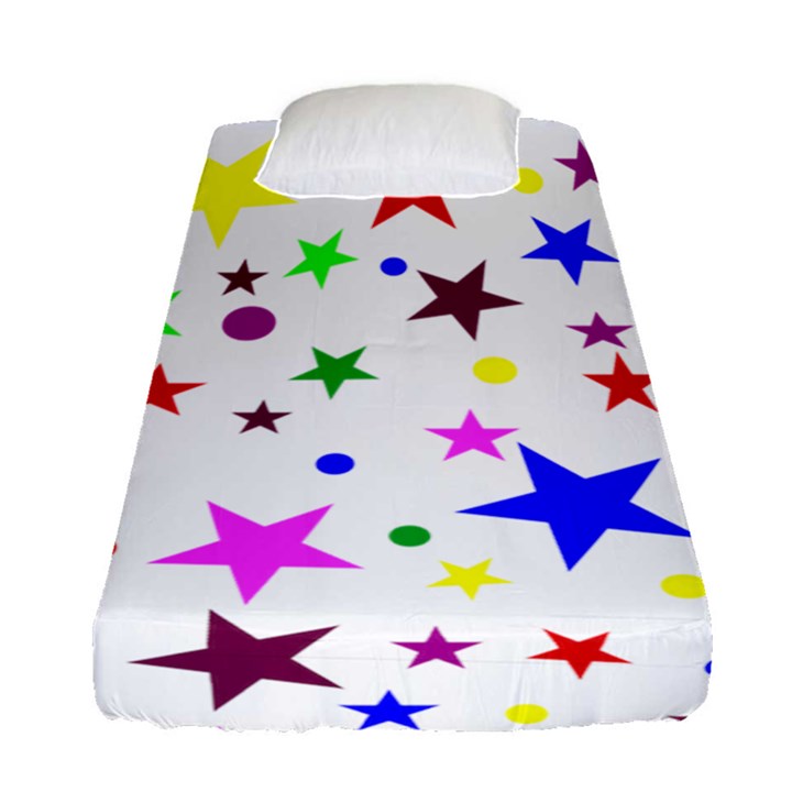 Stars Pattern Background Colorful Red Blue Pink Fitted Sheet (Single Size)