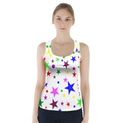 Stars Pattern Background Colorful Red Blue Pink Racer Back Sports Top