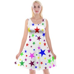 Stars Pattern Background Colorful Red Blue Pink Reversible Velvet Sleeveless Dress by Nexatart