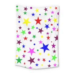 Stars Pattern Background Colorful Red Blue Pink Small Tapestry by Nexatart