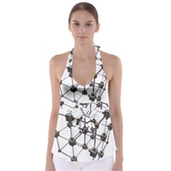 Grid Construction Structure Metal Babydoll Tankini Top