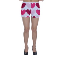 Valentine S Day Hearts Skinny Shorts by Nexatart