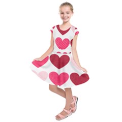 Valentine S Day Hearts Kids  Short Sleeve Dress