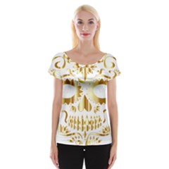 Sugar Skull Bones Calavera Ornate Women s Cap Sleeve Top by Nexatart