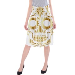 Sugar Skull Bones Calavera Ornate Midi Beach Skirt by Nexatart