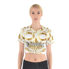 Sugar Skull Bones Calavera Ornate Cotton Crop Top