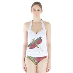 Grasshopper Insect Animal Isolated Halter Swimsuit