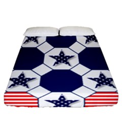 Patriotic Symbolic Red White Blue Fitted Sheet (queen Size)