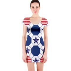 Patriotic Symbolic Red White Blue Short Sleeve Bodycon Dress by Nexatart