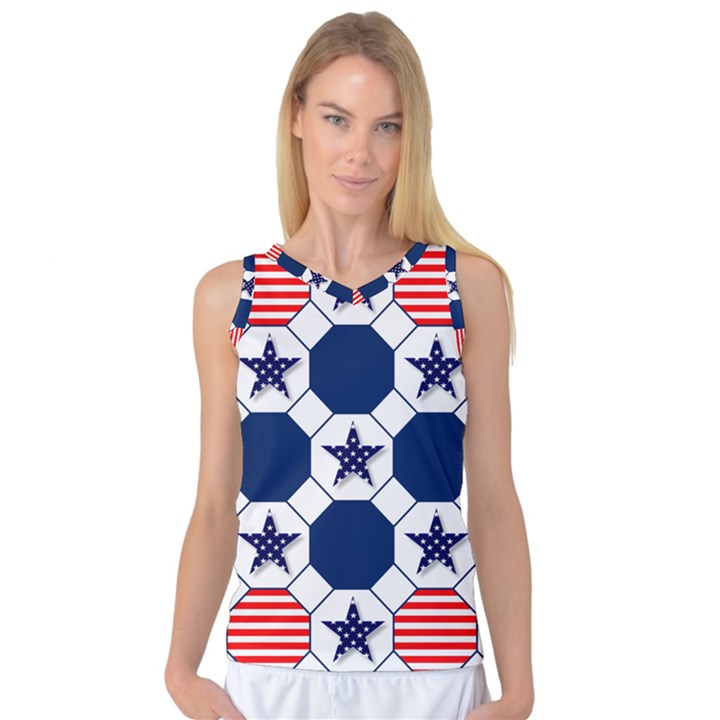 Patriotic Symbolic Red White Blue Women s Basketball Tank Top