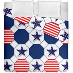 Patriotic Symbolic Red White Blue Duvet Cover Double Side (king Size)