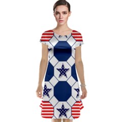 Patriotic Symbolic Red White Blue Cap Sleeve Nightdress by Nexatart