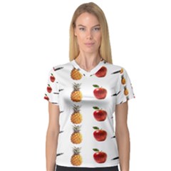 Ppap Pen Pineapple Apple Pen Women s V-neck Sport Mesh Tee