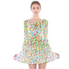 Confetti Celebration Party Colorful Long Sleeve Velvet Skater Dress