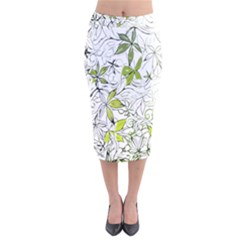 Floral Pattern Background Velvet Midi Pencil Skirt