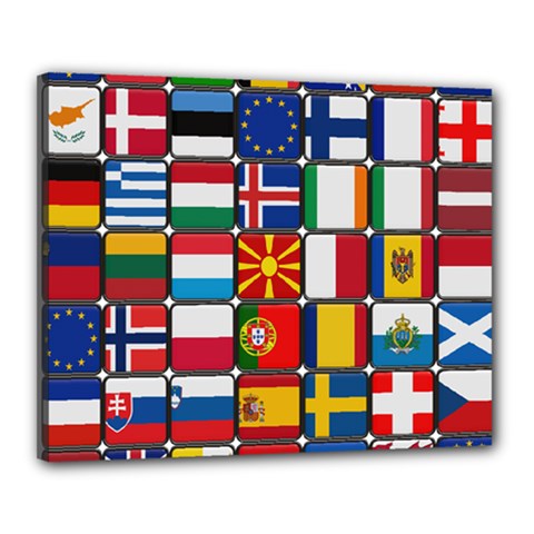 Europe Flag Star Button Blue Canvas 20  X 16  by Nexatart