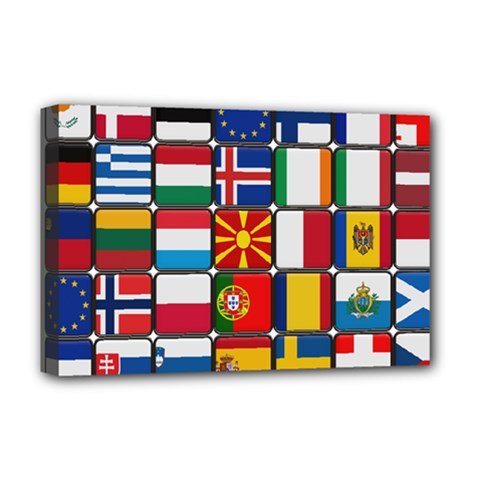 Europe Flag Star Button Blue Deluxe Canvas 18  X 12   by Nexatart