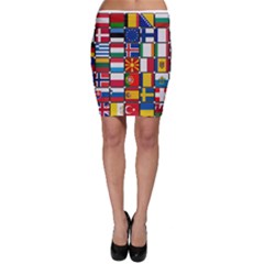 Europe Flag Star Button Blue Bodycon Skirt