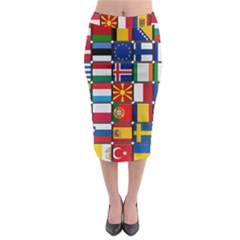 Europe Flag Star Button Blue Midi Pencil Skirt by Nexatart