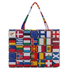 Europe Flag Star Button Blue Medium Zipper Tote Bag