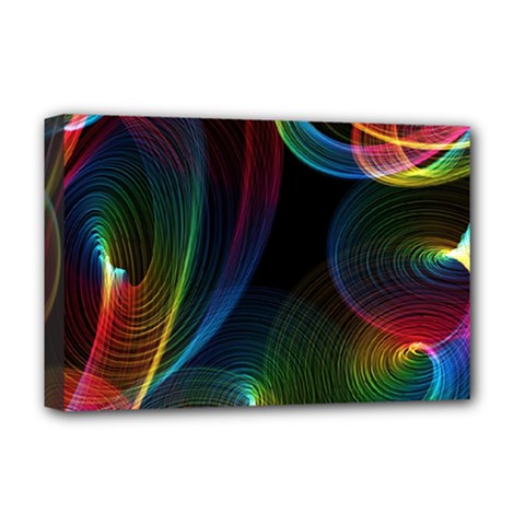 Abstract Rainbow Twirls Deluxe Canvas 18  X 12  