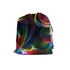 Abstract Rainbow Twirls Drawstring Pouches (large)  by Nexatart