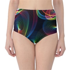 Abstract Rainbow Twirls High-waist Bikini Bottoms