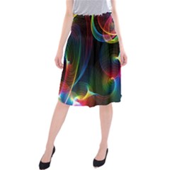 Abstract Rainbow Twirls Midi Beach Skirt by Nexatart