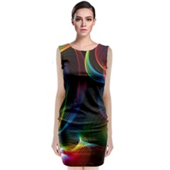 Abstract Rainbow Twirls Sleeveless Velvet Midi Dress