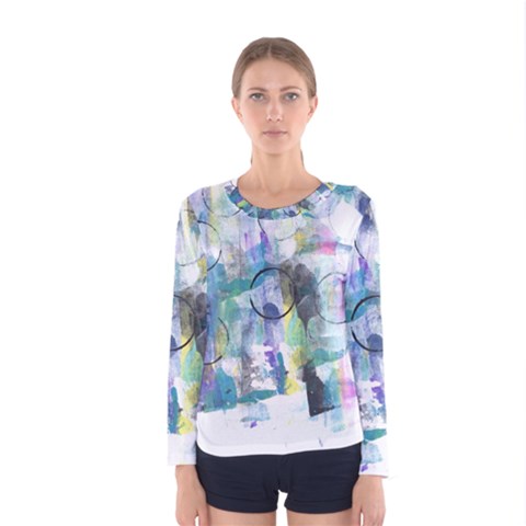 Background Color Circle Pattern Women s Long Sleeve Tee by Nexatart