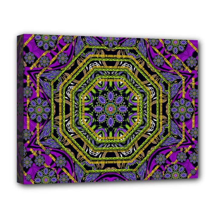 Wonderful Peace Flower Mandala Canvas 14  x 11 