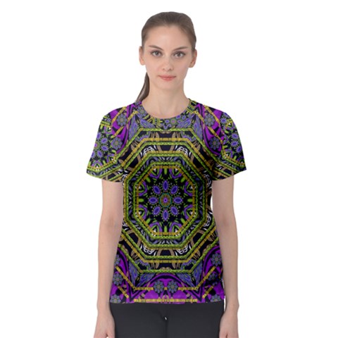 Wonderful Peace Flower Mandala Women s Sport Mesh Tee by pepitasart