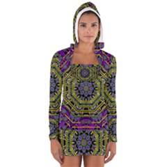 Wonderful Peace Flower Mandala Women s Long Sleeve Hooded T-shirt by pepitasart