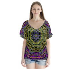 Wonderful Peace Flower Mandala Flutter Sleeve Top