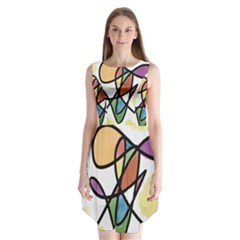 Art Abstract Exhibition Colours Sleeveless Chiffon Dress  