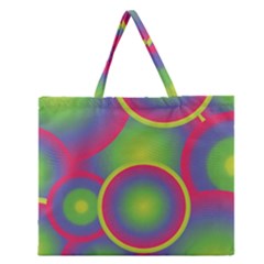 Background Colourful Circles Zipper Large Tote Bag