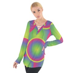 Background Colourful Circles Women s Tie Up Tee