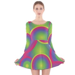 Background Colourful Circles Long Sleeve Velvet Skater Dress by Nexatart