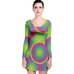 Background Colourful Circles Long Sleeve Velvet Bodycon Dress by Nexatart