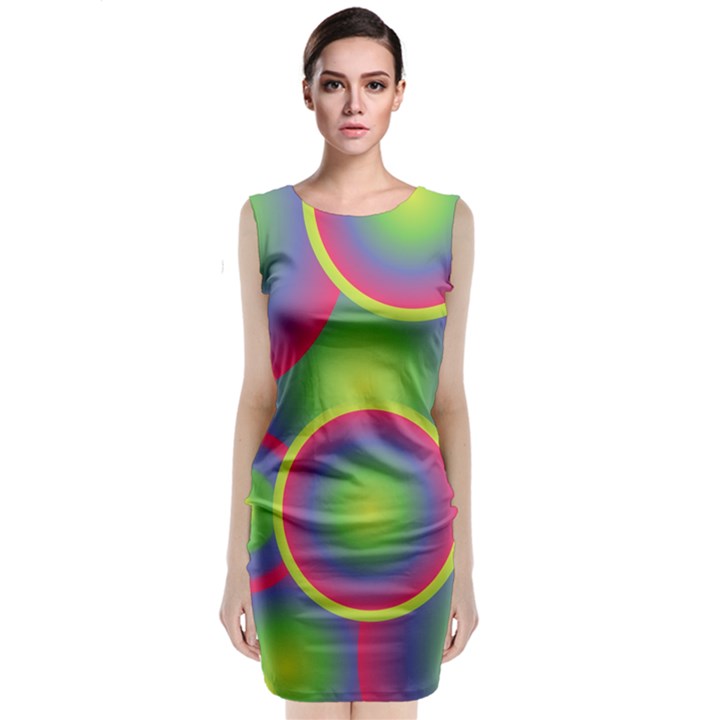 Background Colourful Circles Sleeveless Velvet Midi Dress