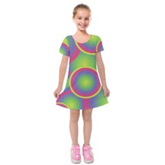 Background Colourful Circles Kids  Short Sleeve Velvet Dress by Nexatart