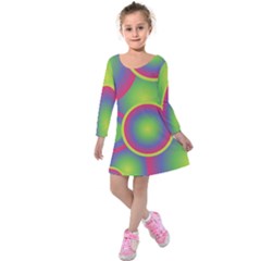 Background Colourful Circles Kids  Long Sleeve Velvet Dress by Nexatart