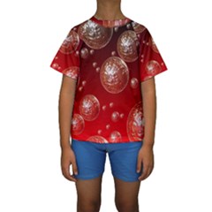 Background Red Blow Balls Deco Kids  Short Sleeve Swimwear by Nexatart