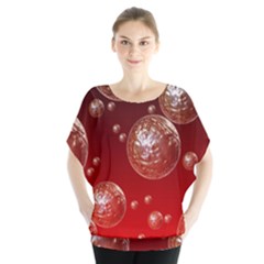 Background Red Blow Balls Deco Blouse