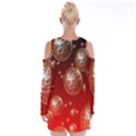 Background Red Blow Balls Deco Velvet Long Sleeve Shoulder Cutout Dress View2